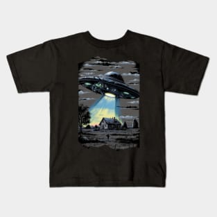 Alien Abduction UFO Flying Saucer Kids T-Shirt